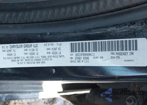 2010 Dodge Avenger Sxt из США, поврежденный, VIN 1B3CC4FB5AN204111